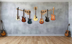 3fach Gitarrenwandhalter Les Paul Style - Edle Holz Optiken (Eiche, Zebrano & mehr) - Handgefertigt - Geschenk für Musiker