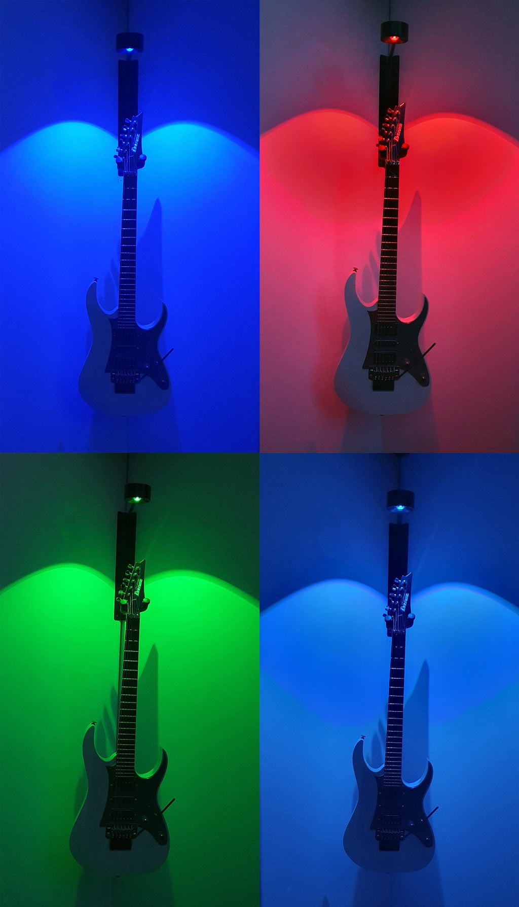 Eck-Wandhalter mit LED-Beleuchtung - Farbvariante für Gitarren