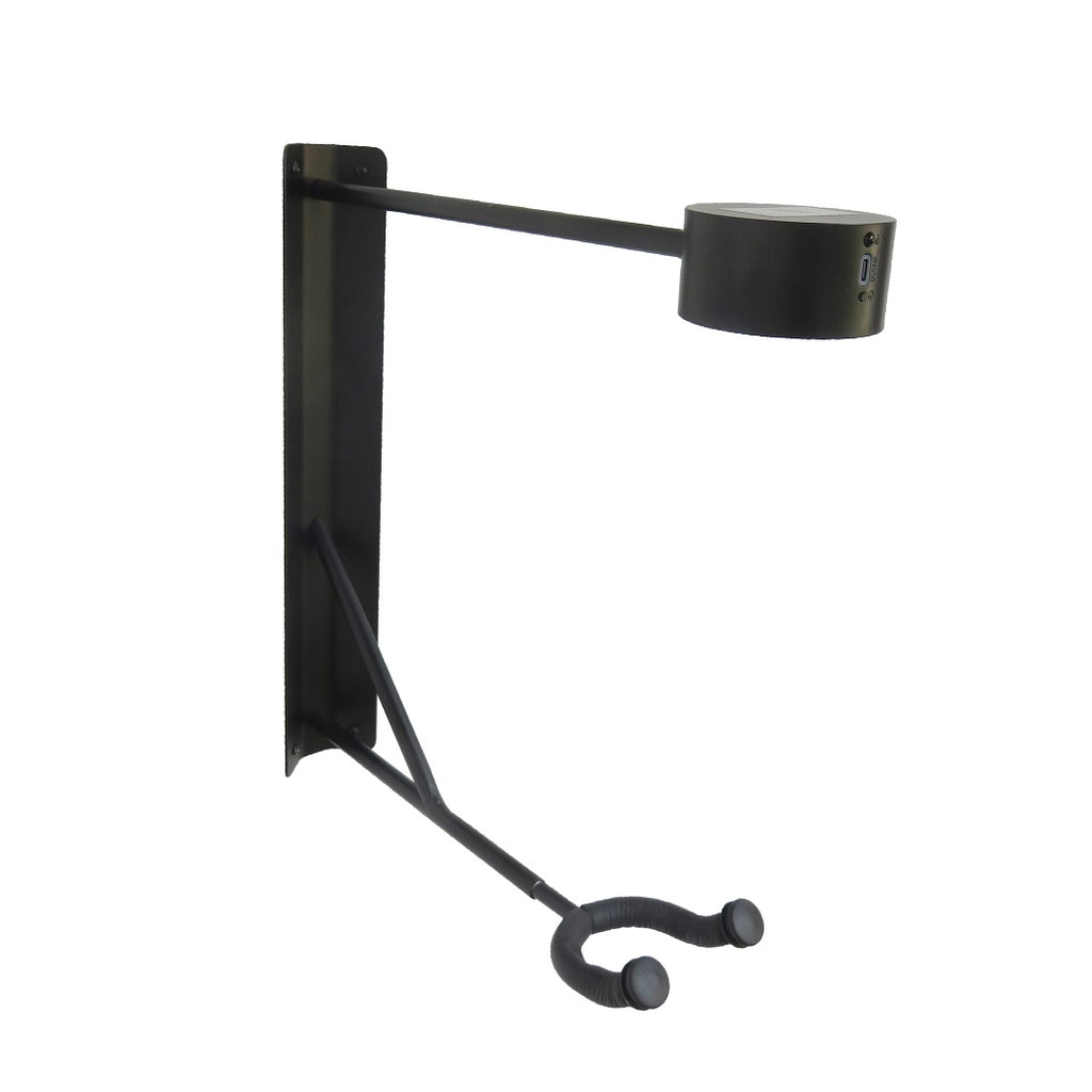 Gitarren-Eckhalter mit LED-Licht - Seitenansicht der platzsparenden Wandmontage