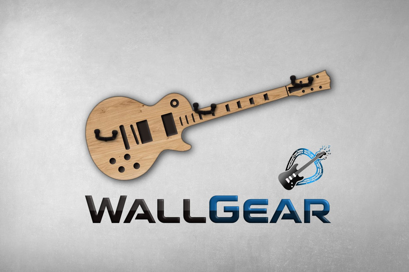 3fach Gitarrenwandhalter Les Paul Style - Edle Holz Optiken (Eiche, Zebrano & mehr) - Handgefertigt - Geschenk für Musiker