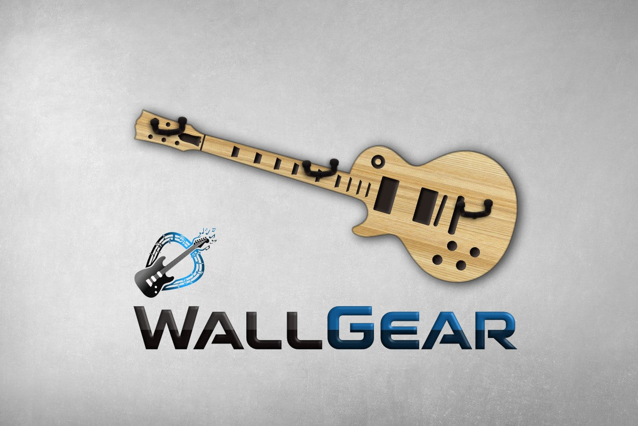 3fach Gitarrenwandhalter Les Paul Style - Edle Holz Optiken (Eiche, Zebrano & mehr) - Handgefertigt - Geschenk für Musiker