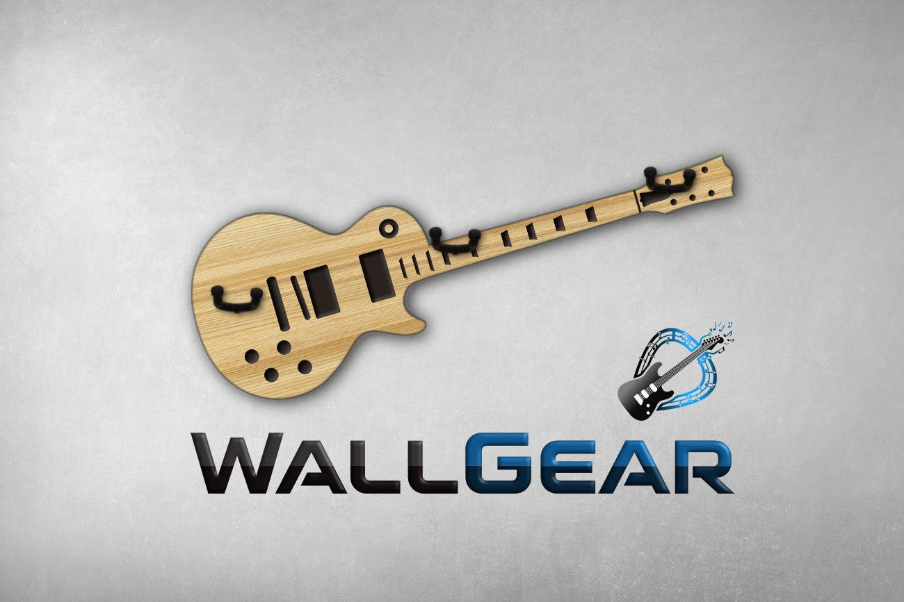 3fach Gitarrenwandhalter Les Paul Style - Edle Holz Optiken (Eiche, Zebrano & mehr) - Handgefertigt - Geschenk für Musiker