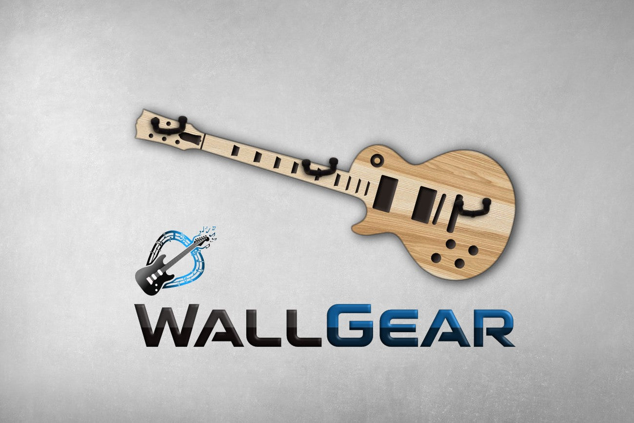 3fach Gitarrenwandhalter Les Paul Style - Edle Holz Optiken (Eiche, Zebrano & mehr) - Handgefertigt - Geschenk für Musiker