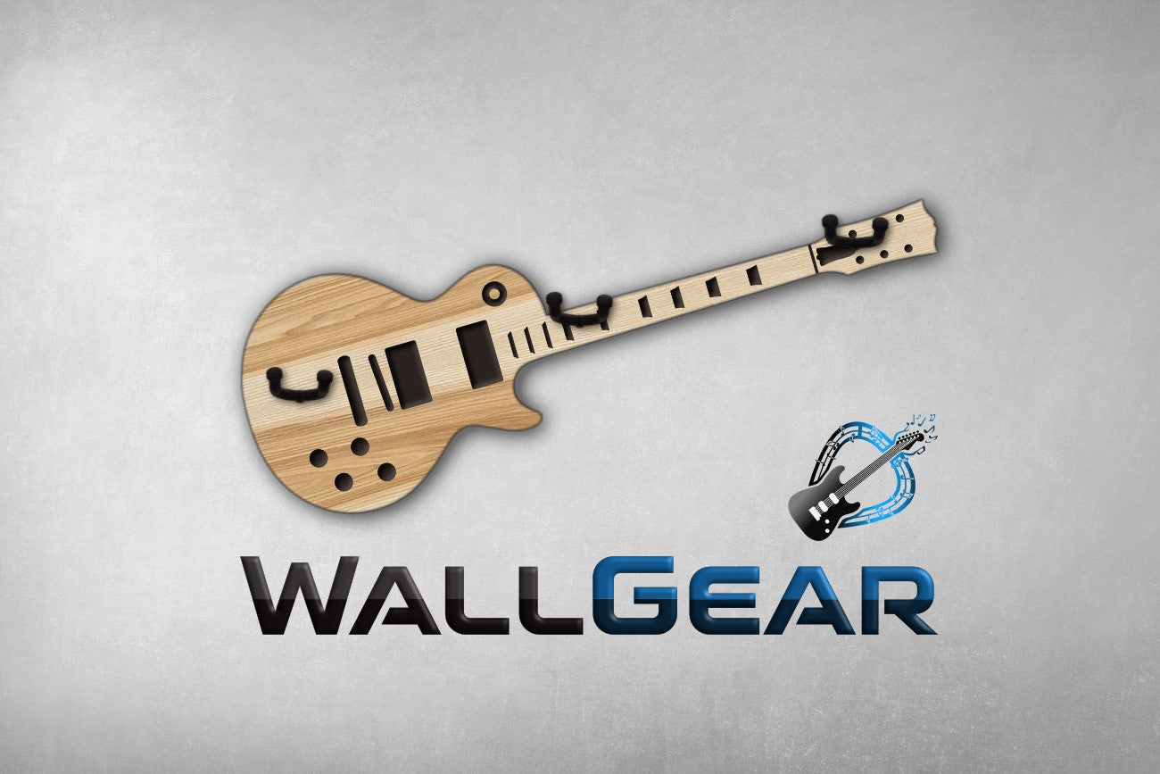 3fach Gitarrenwandhalter Les Paul Style - Edle Holz Optiken (Eiche, Zebrano & mehr) - Handgefertigt - Geschenk für Musiker