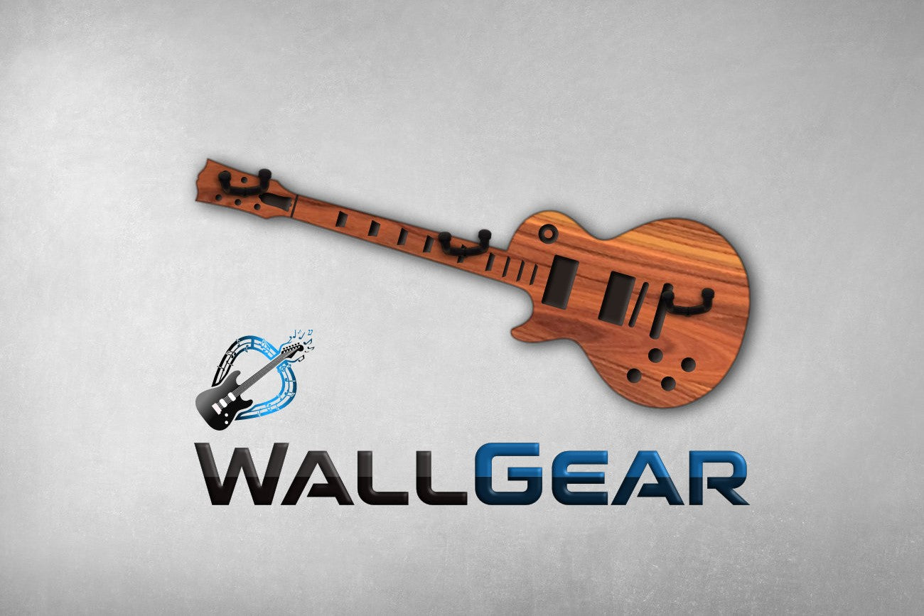 3fach Gitarrenwandhalter Les Paul Style - Edle Holz Optiken (Eiche, Zebrano & mehr) - Handgefertigt - Geschenk für Musiker