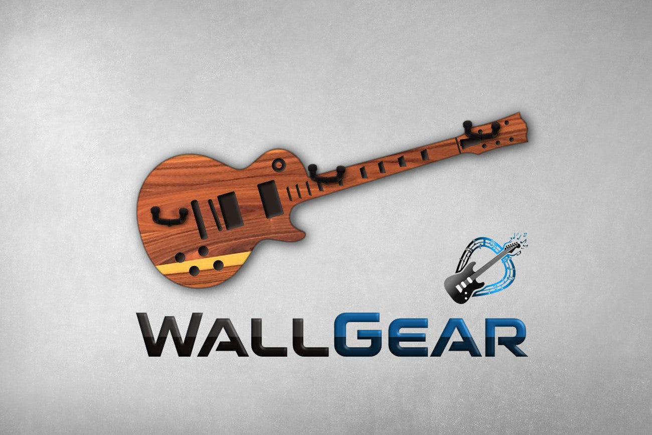 3fach Gitarrenwandhalter Les Paul Style - Edle Holz Optiken (Eiche, Zebrano & mehr) - Handgefertigt - Geschenk für Musiker