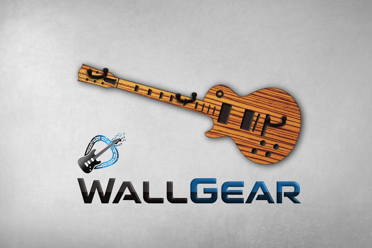 3fach Gitarrenwandhalter Les Paul Style - Edle Holz Optiken (Eiche, Zebrano & mehr) - Handgefertigt - Geschenk für Musiker