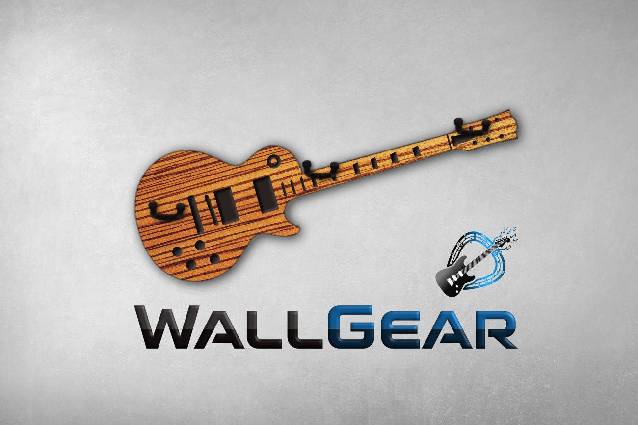 3fach Gitarrenwandhalter Les Paul Style - Edle Holz Optiken (Eiche, Zebrano & mehr) - Handgefertigt - Geschenk für Musiker